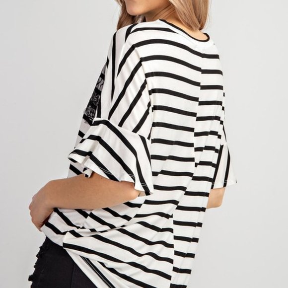 Lace Front Striped Top NWT - Picture 5 of 5